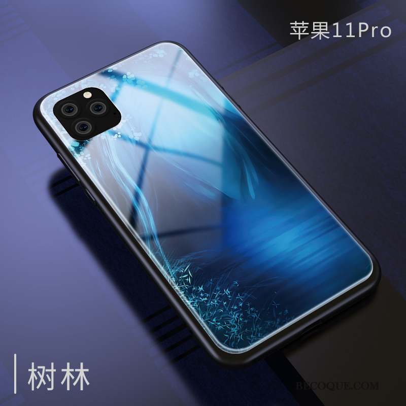 iPhone 11 Pro Miroir Bleu Verre Protection Étui Coque De Téléphone