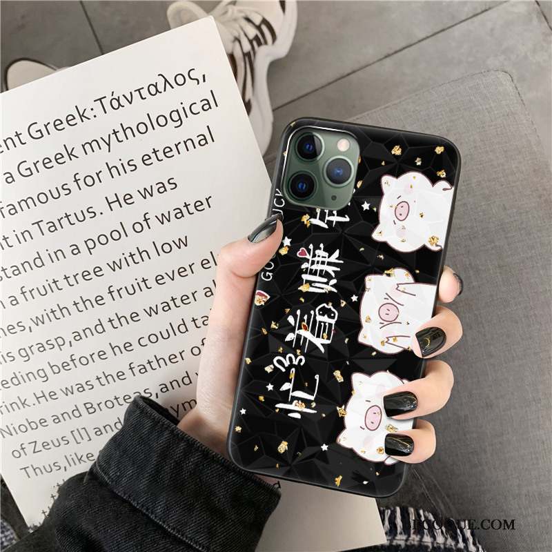 iPhone 11 Pro Modèle Fleurie Noir Losange Coque De Téléphone Tendance