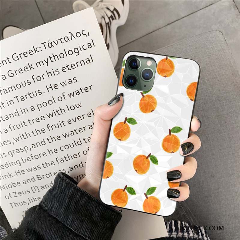 iPhone 11 Pro Orange Bovins Point D'onde Coque Silicone Losange