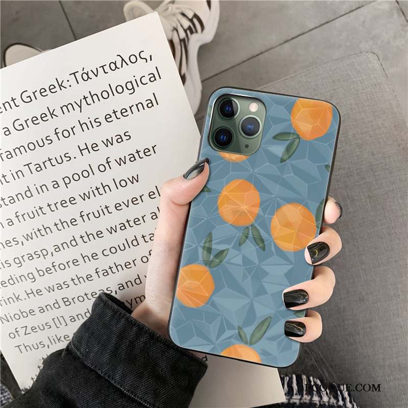 iPhone 11 Pro Orange Bovins Point D'onde Coque Silicone Losange