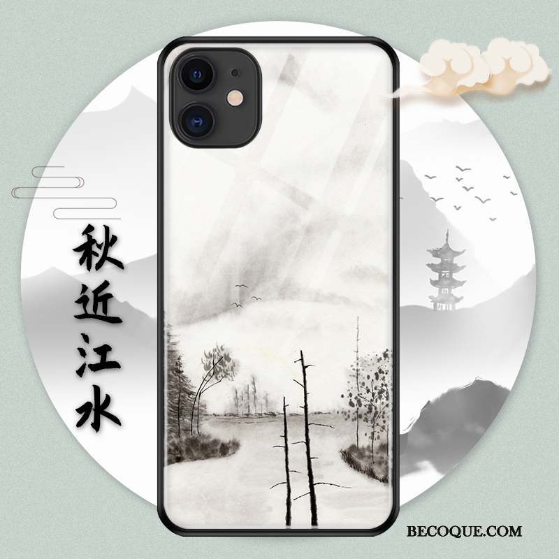 iPhone 11 Pro Protection Créatif Style Chinois Nouveau Encre Coque