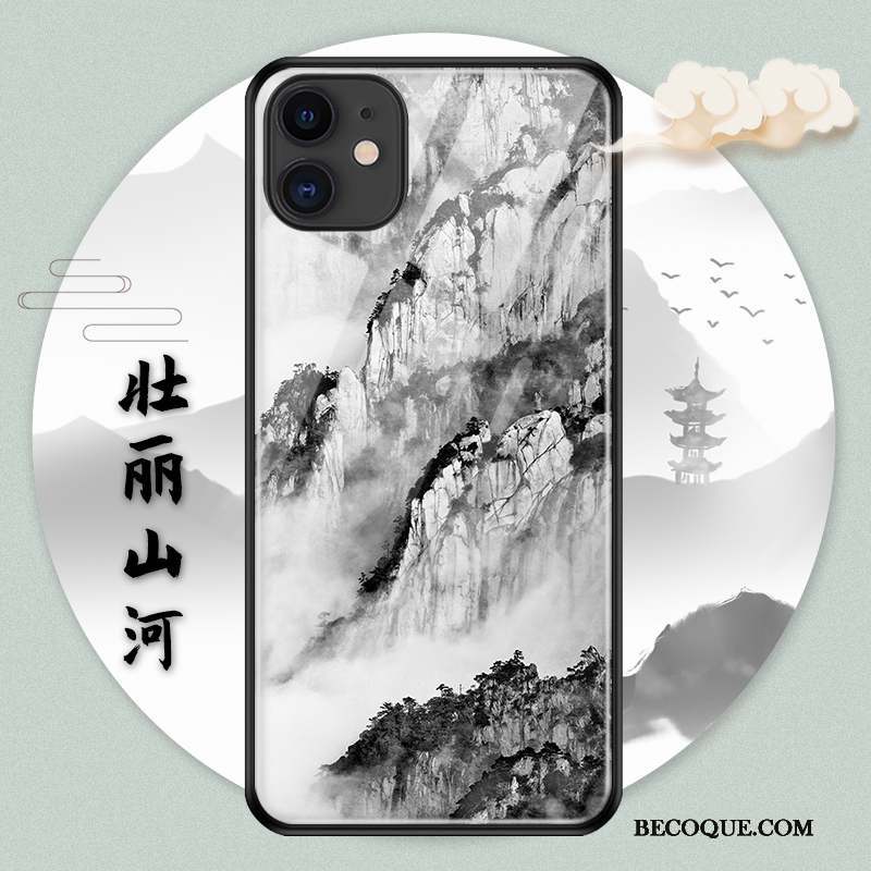 iPhone 11 Pro Protection Créatif Style Chinois Nouveau Encre Coque