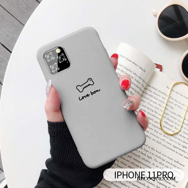 iPhone 11 Pro Silicone Dessin Animé Coque De Téléphone Chiens Chat Personnalité