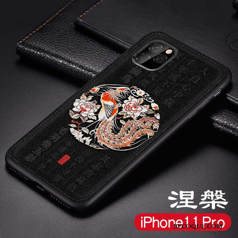 iPhone 11 Pro Silicone Dragon Tendance Coque De Téléphone Délavé En Daim Incassable