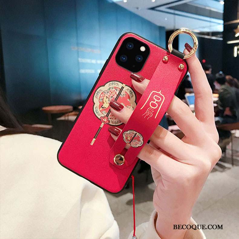 iPhone 11 Pro Support Créatif Vent À Franges Coque De Téléphone Net Rouge