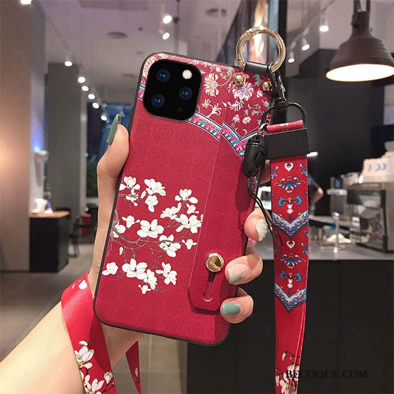 iPhone 11 Pro Support Créatif Vent À Franges Coque De Téléphone Net Rouge