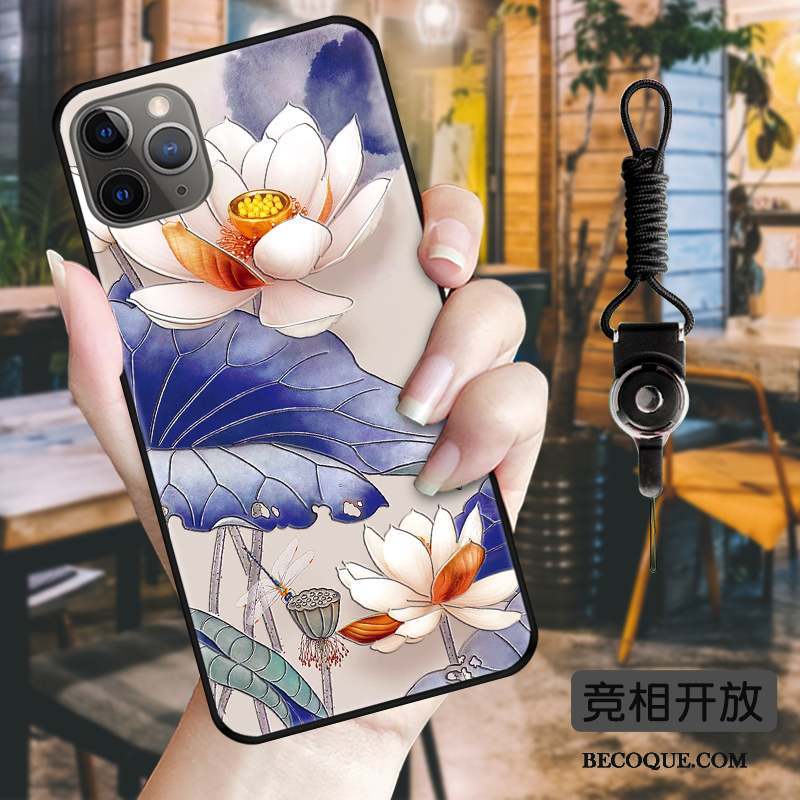 iPhone 11 Pro Tout Compris Style Chinois Rose Délavé En Daim Coque De Téléphone Fluide Doux