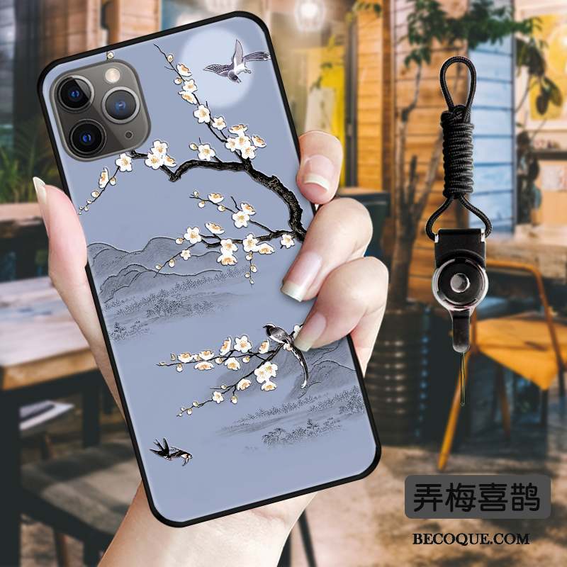 iPhone 11 Pro Tout Compris Style Chinois Rose Délavé En Daim Coque De Téléphone Fluide Doux