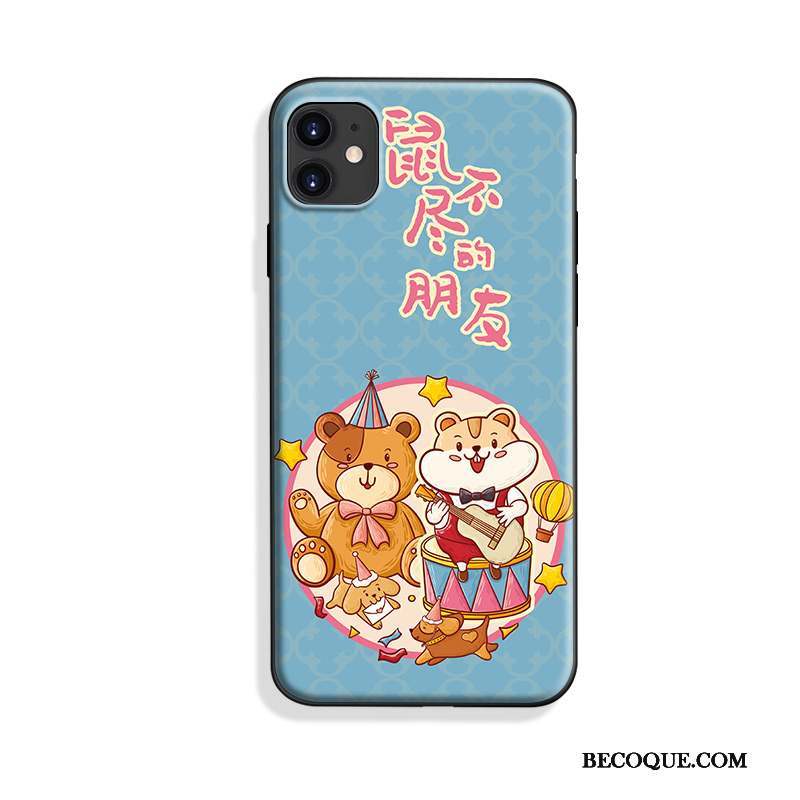 iPhone 11 Silicone Délavé En Daim Marque De Tendance Dessin Animé Coque Violet