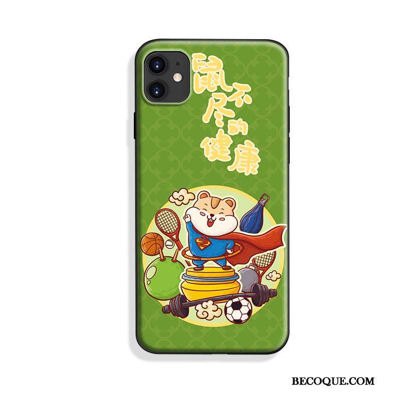 iPhone 11 Silicone Délavé En Daim Marque De Tendance Dessin Animé Coque Violet