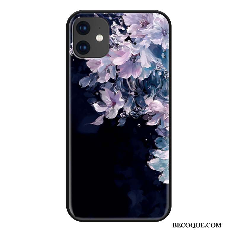 iPhone 11 Tout Compris Chat Coque Silicone Gaufrage Fleur