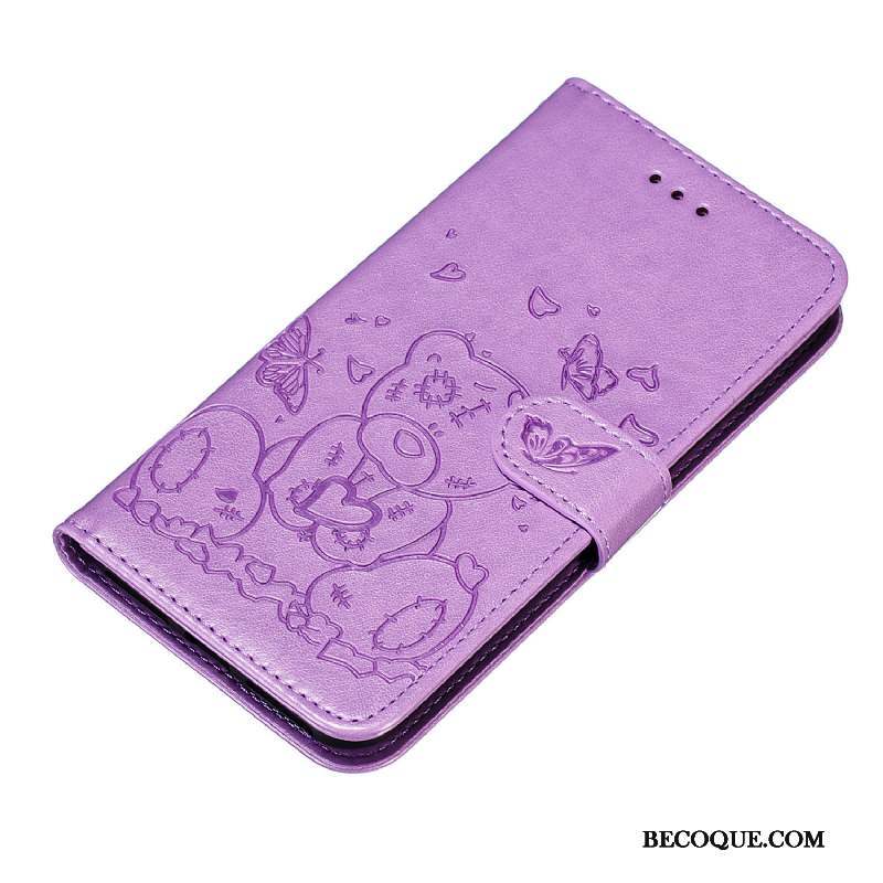 iPhone 11 Violet Étui En Cuir Coque De Téléphone Clamshell Portefeuille Carte