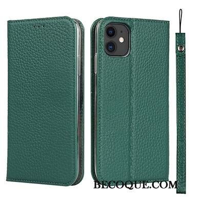 iPhone 12 Coque Cuir Cuir Véritable Ultra Clamshell Étui En Cuir Protection