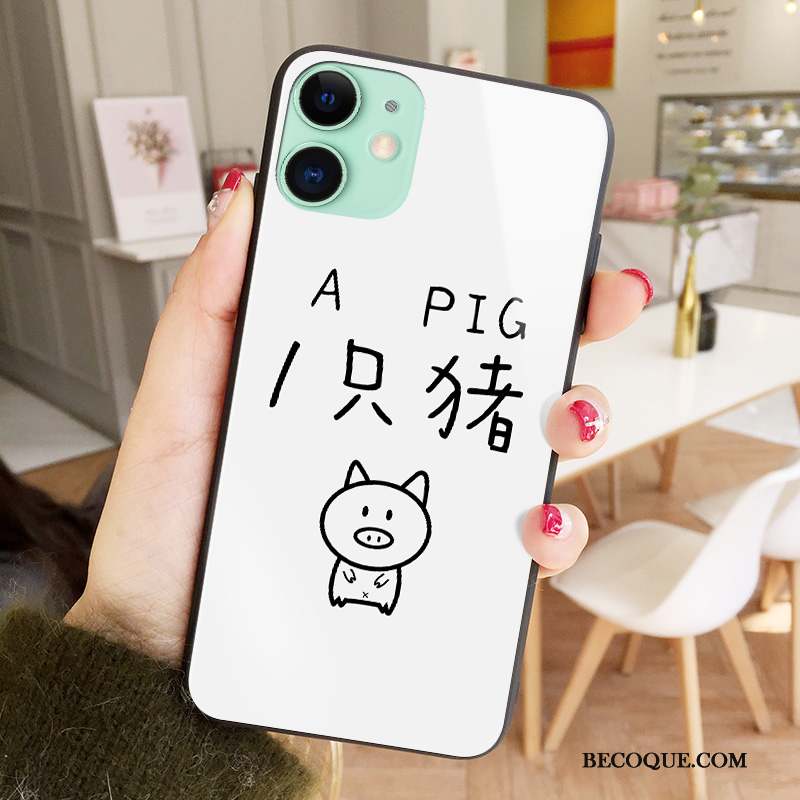 iPhone 12 Mini Blanc Dessin Animé Amoureux Personnalité Verre Coque De Téléphone