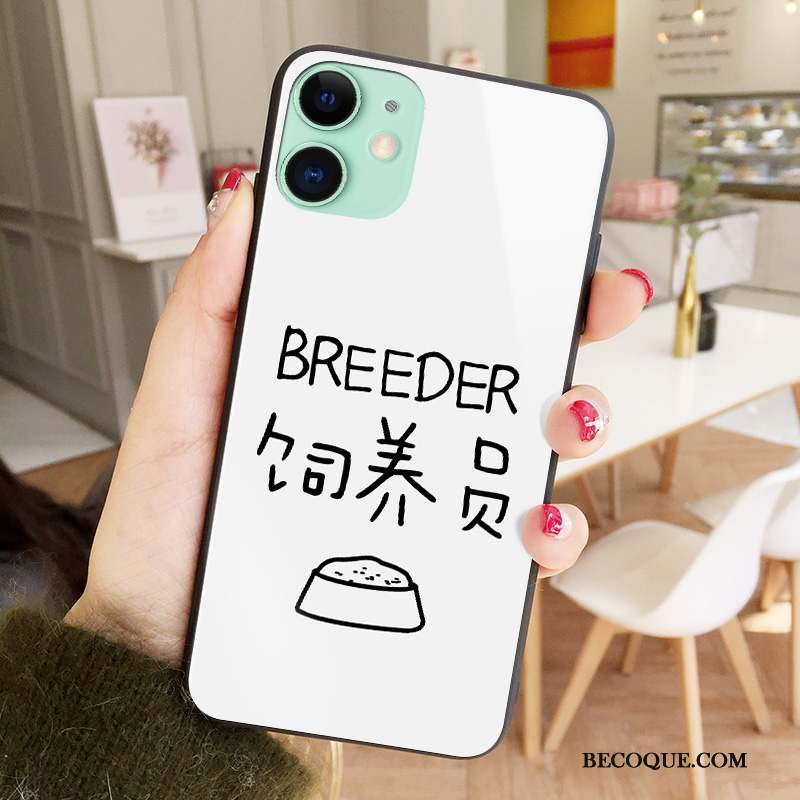 iPhone 12 Mini Blanc Dessin Animé Amoureux Personnalité Verre Coque De Téléphone