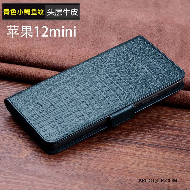 iPhone 12 Mini Coque Cuir Véritable Support Tout Compris Personnalité Étui En Cuir Business