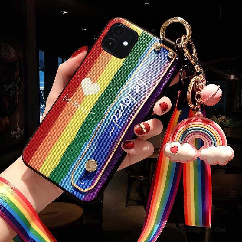 iPhone 12 Mini Coque Multicolore Nouveau Net Rouge Personnalité Arc En Ciel Étui