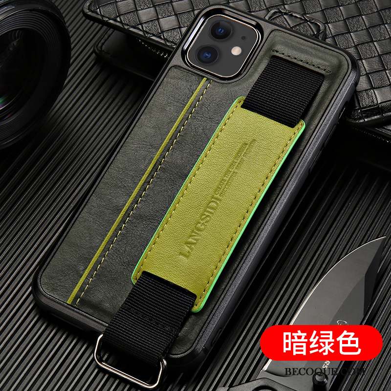 iPhone 12 Mini Coque Étui Cuir Personnalité Gris Marque De Tendance Luxe