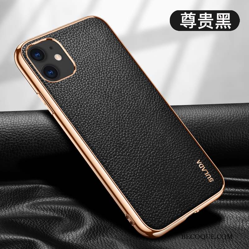 iPhone 12 Mini Coque Étui Cuir Véritable Grande Marque Luxe Protection Tout Compris