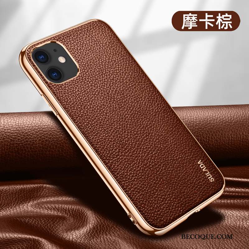 iPhone 12 Mini Coque Étui Cuir Véritable Grande Marque Luxe Protection Tout Compris