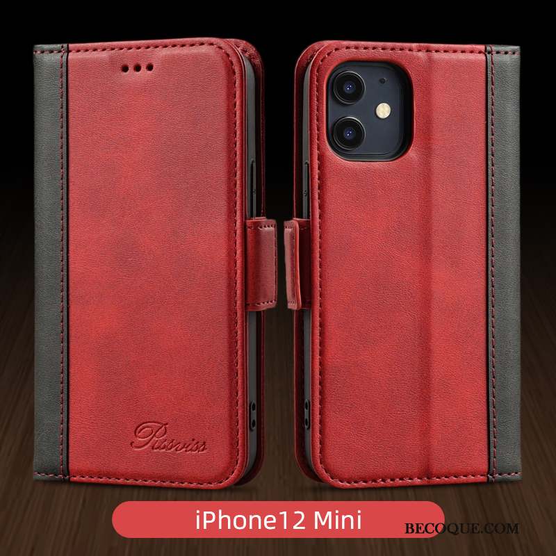 iPhone 12 Mini Housse Jaune Étui En Cuir Coque De Téléphone Incassable Business