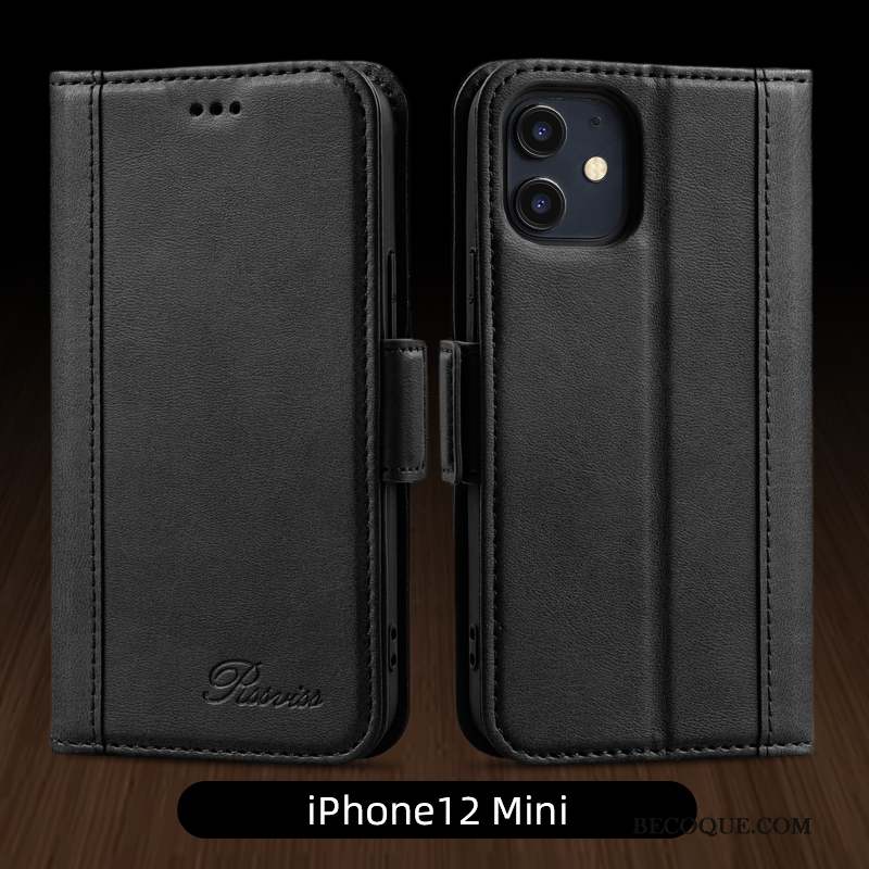 iPhone 12 Mini Housse Jaune Étui En Cuir Coque De Téléphone Incassable Business