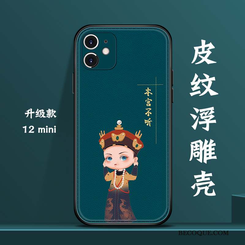 iPhone 12 Mini Incassable Personnalité Style Chinois Charmant Bleu Coque De Téléphone