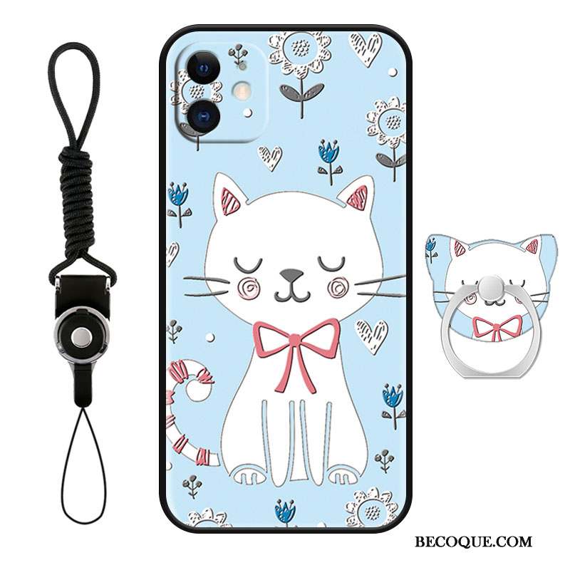 iPhone 12 Mini Ornements Suspendus Délavé En Daim Coque De Téléphone Dessin Animé Cœur Protection