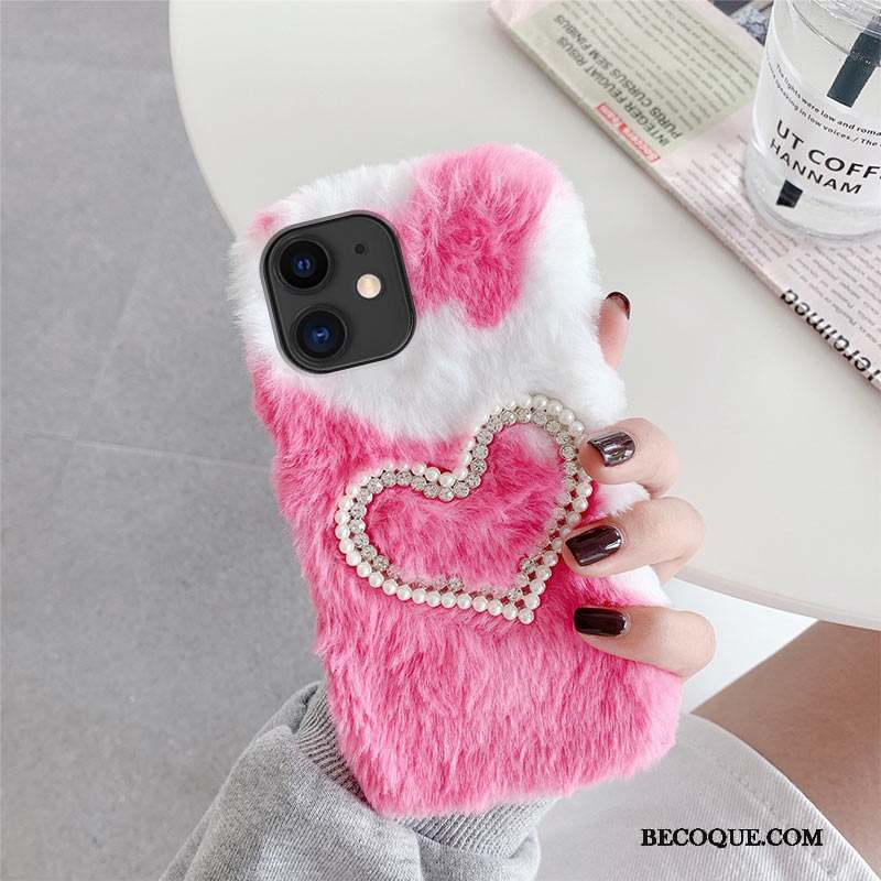 iPhone 12 Mini Perle Amour Coque De Téléphone Peluche Net Rouge Vent