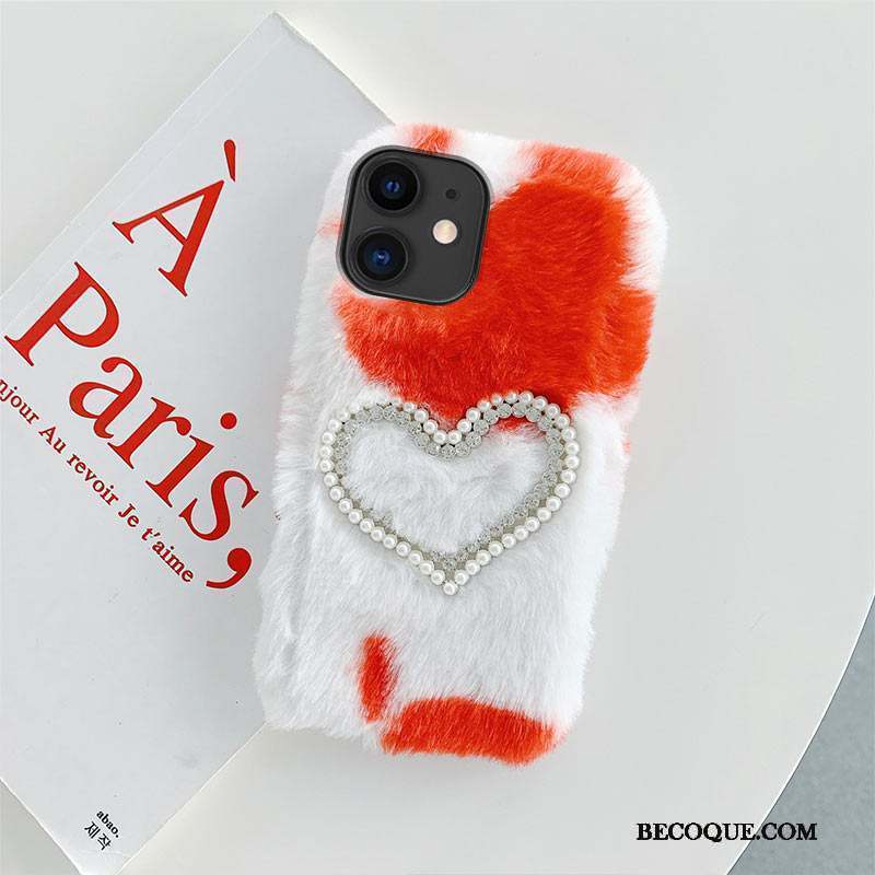 iPhone 12 Mini Perle Amour Coque De Téléphone Peluche Net Rouge Vent