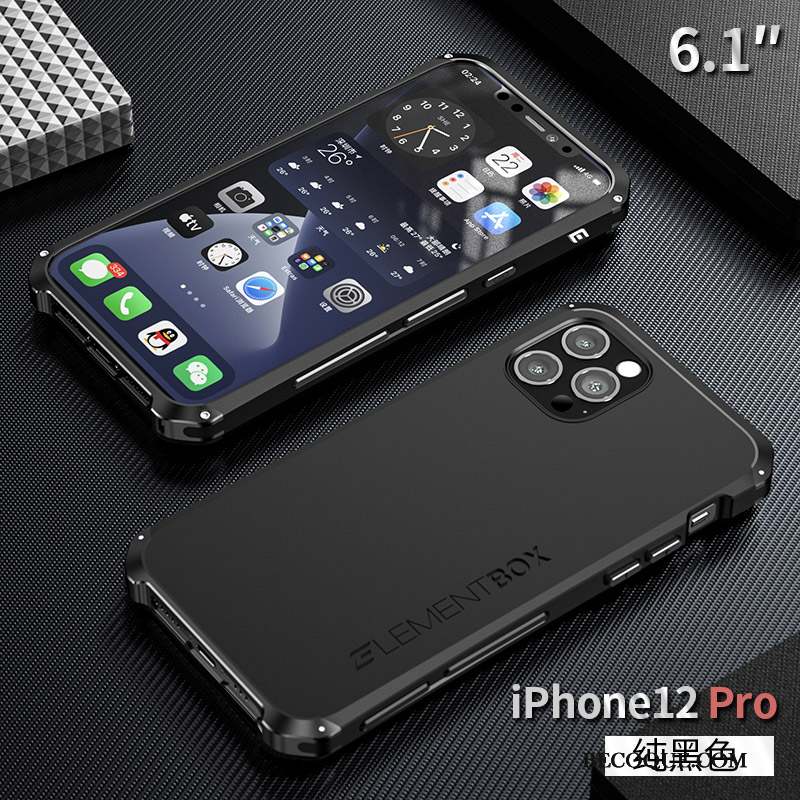 iPhone 12 Pro Border Protection Silicone Métal Coque De Téléphone Bleu