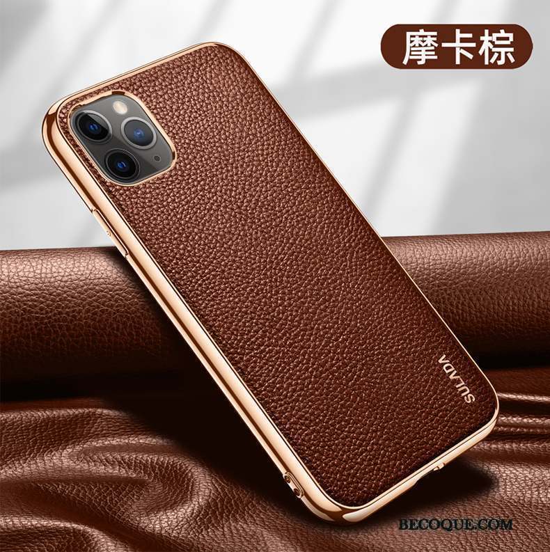 iPhone 12 Pro Coque Cuir Véritable Luxe Étui En Cuir Nouveau Très Mince Protection