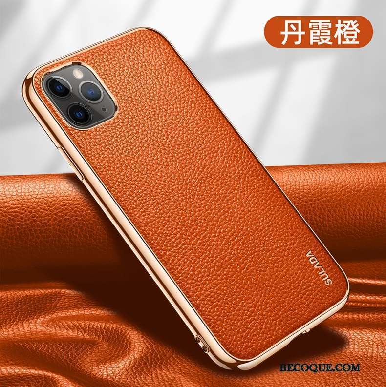 iPhone 12 Pro Coque Cuir Véritable Luxe Étui En Cuir Nouveau Très Mince Protection