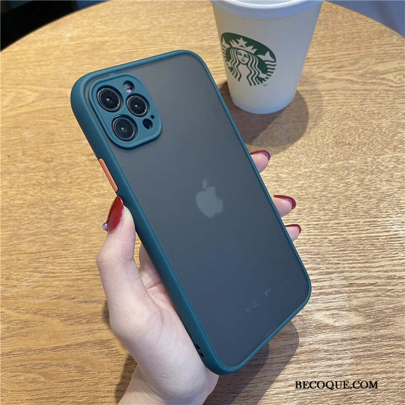 iPhone 12 Pro Coque Délavé En Daim Silicone Incassable Bleu Luxe Nouveau