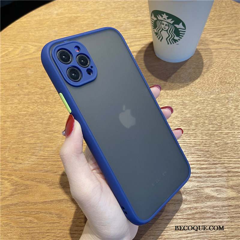 iPhone 12 Pro Coque Délavé En Daim Silicone Incassable Bleu Luxe Nouveau