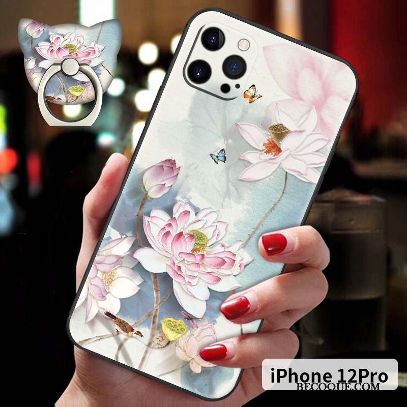 iPhone 12 Pro Coque Délavé En Daim Tout Compris Fluide Doux Style Chinois Nouveau Incassable