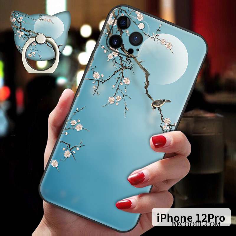 iPhone 12 Pro Coque Délavé En Daim Tout Compris Fluide Doux Style Chinois Nouveau Incassable