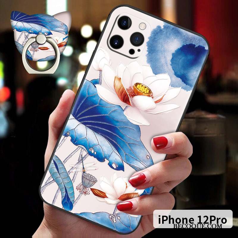 iPhone 12 Pro Coque Délavé En Daim Tout Compris Fluide Doux Style Chinois Nouveau Incassable