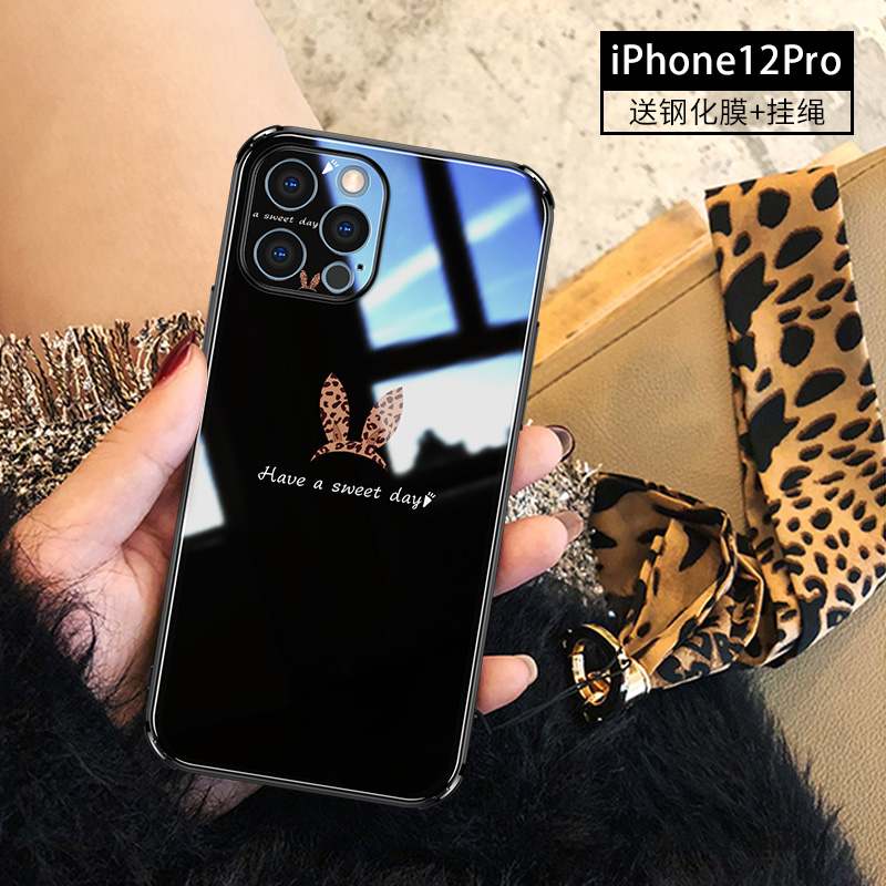 iPhone 12 Pro Coque Tout Compris Mode Ornements Suspendus Léopard Étui Lapin