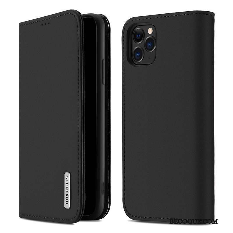 iPhone 12 Pro Max Coque Étui Incassable Housse Cuir Magnétisme Noir