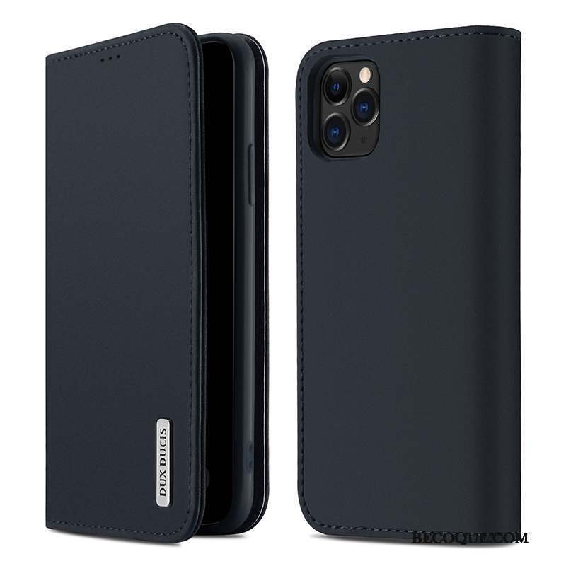 iPhone 12 Pro Max Coque Étui Incassable Housse Cuir Magnétisme Noir