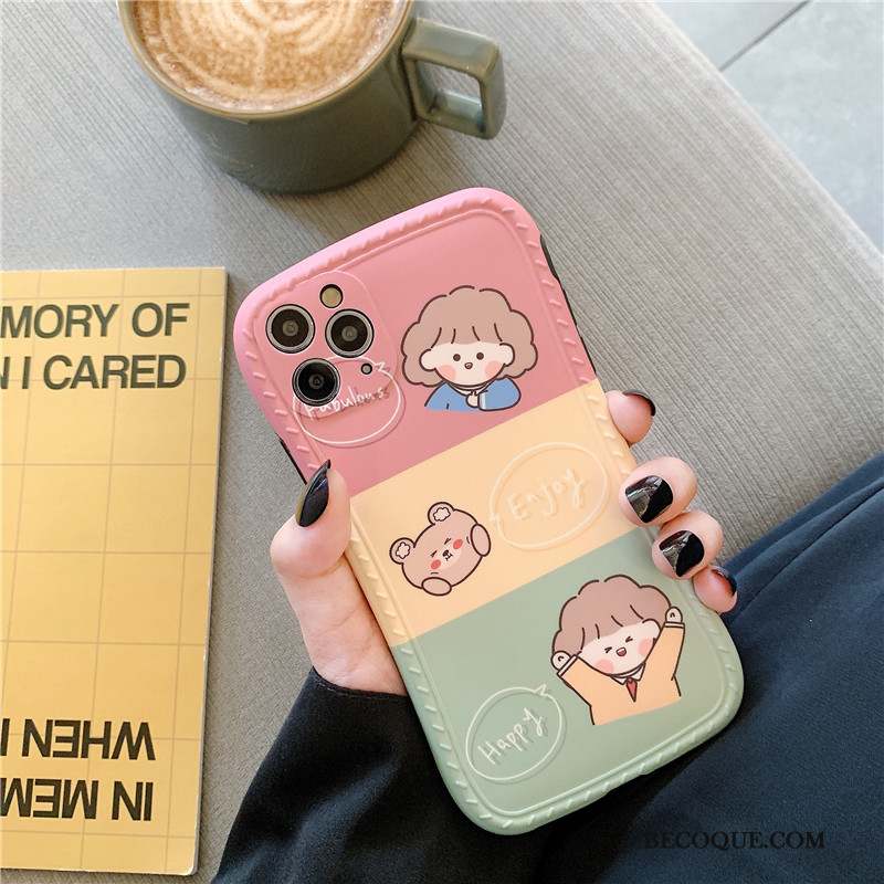 iPhone 12 Pro Max Fluide Doux Dessin Animé Rose Petit Coque Étui