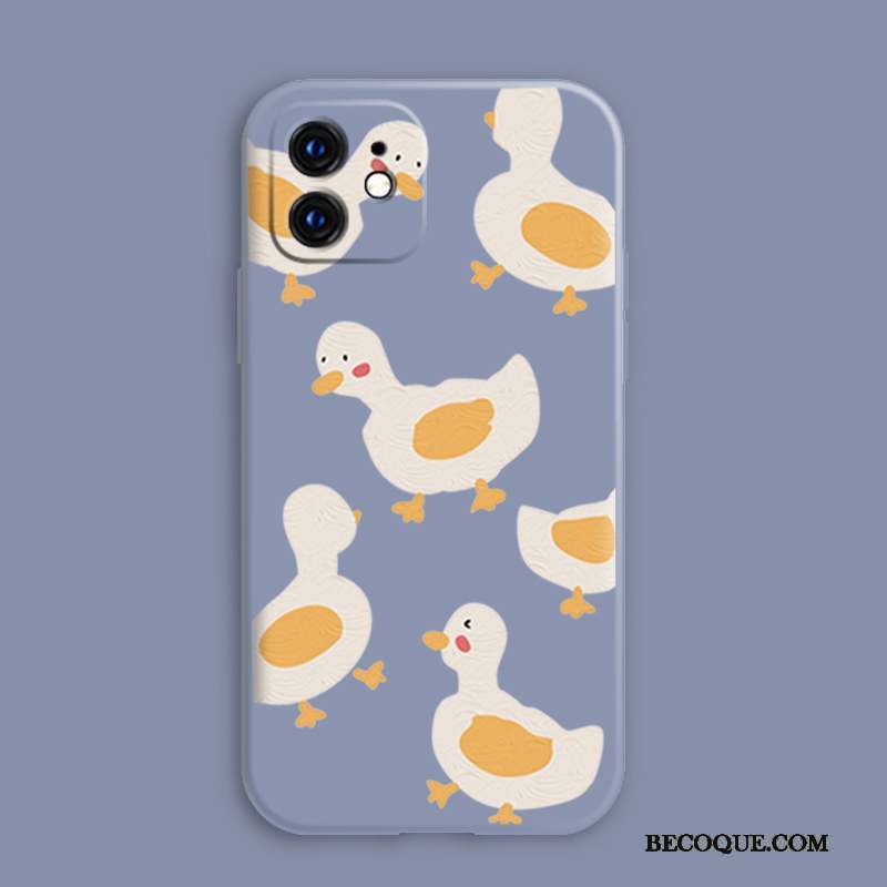 iPhone 12 Protection Très Mince Bleu Coque De Téléphone Silicone Canard