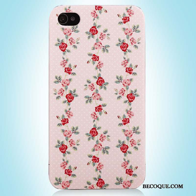 iPhone 4/4s Coque Protection Téléphone Portable Simple Rose Vintage Étui