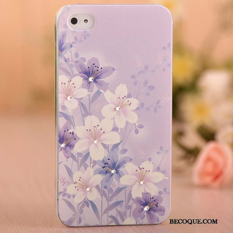 iPhone 4/4s Peinture Protection Rose Étui Coque De Téléphone Strass