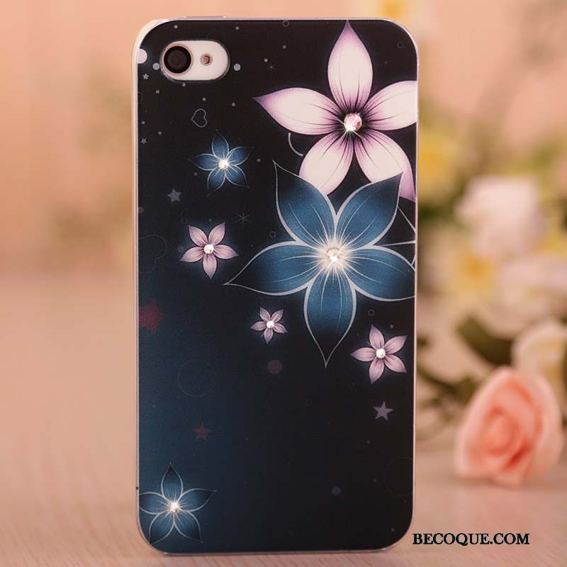 iPhone 4/4s Peinture Protection Rose Étui Coque De Téléphone Strass