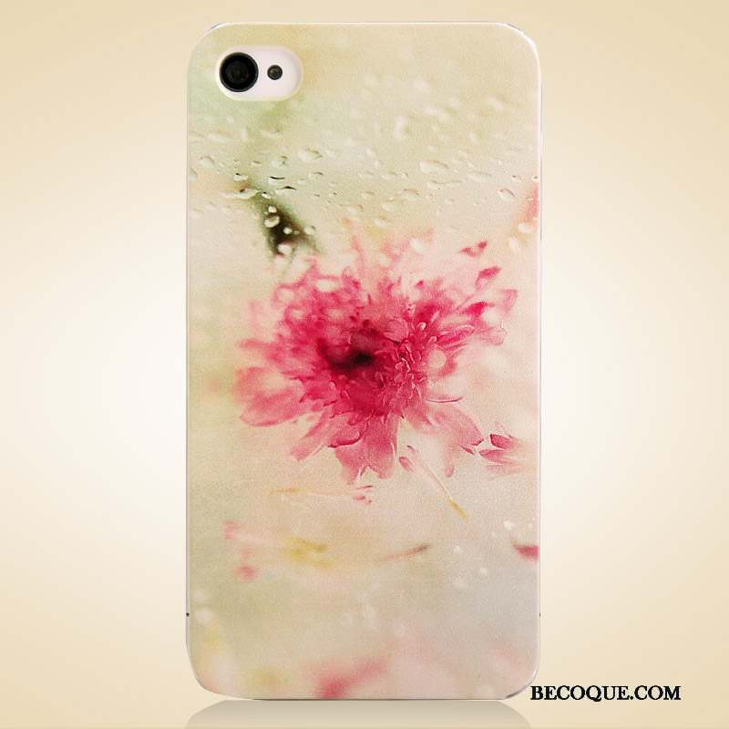 iPhone 4/4s Protection Rose Difficile Délavé En Daim Peinture Coque