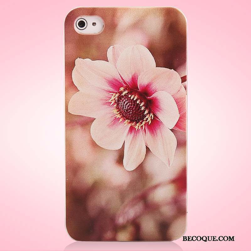 iPhone 4/4s Protection Rose Difficile Délavé En Daim Peinture Coque