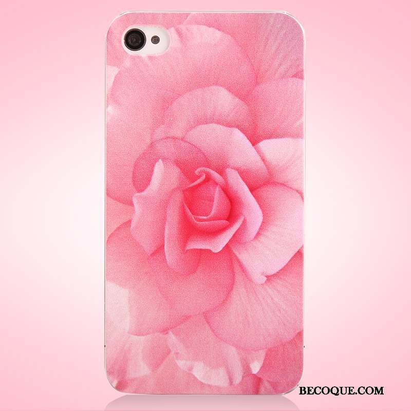 iPhone 4/4s Protection Rose Difficile Délavé En Daim Peinture Coque