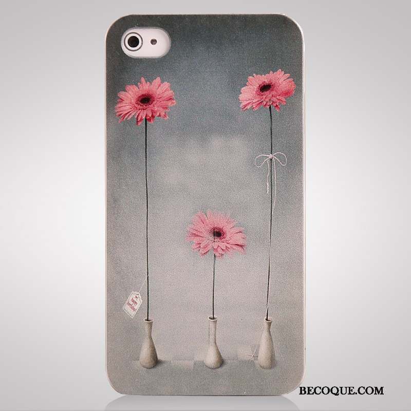 iPhone 4/4s Protection Rose Difficile Délavé En Daim Peinture Coque